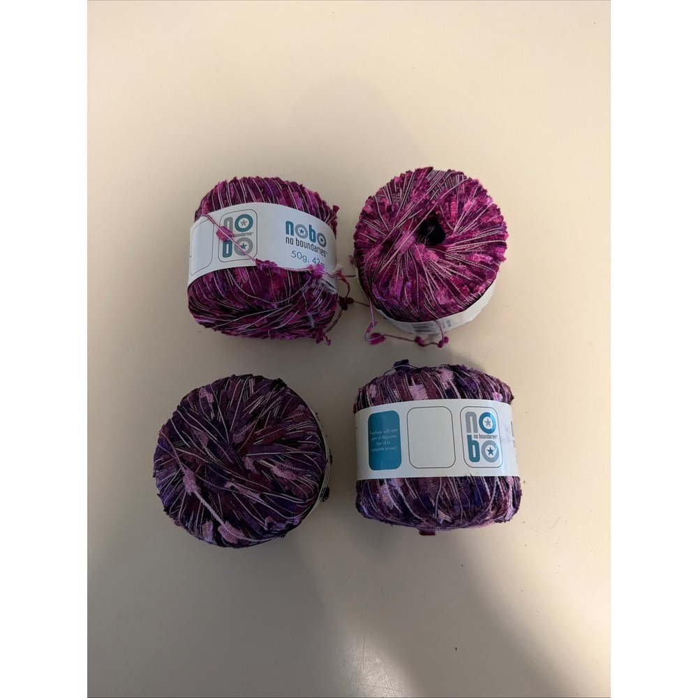 No Boundaries Novelty Eyelash Yarn Purple Magenta Mixed Lot 4 Skeins